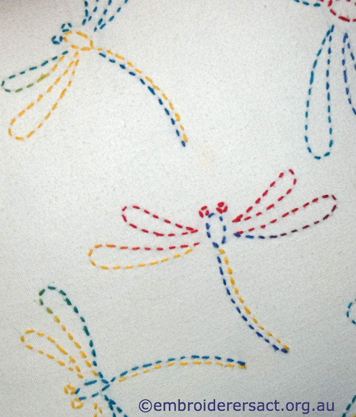 Sashiko Dragonflies stitched by Tracey Kent