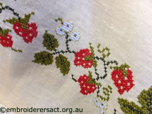 Detail Strawberries stitched by Anne Eccelston