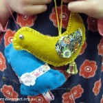 Stitched Xmas Bird & Bell Ornaments
