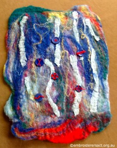 Buttons on Felted Fabric by Robyn Duncan