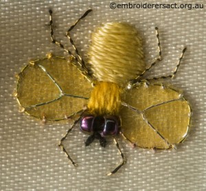 Yellow Fly from Jane Nicholas Mirror 2 stitched by Lorna Loveland