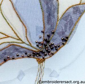 Detail 3 of Encased Organza Tulip stitched by Agnes Sciberras