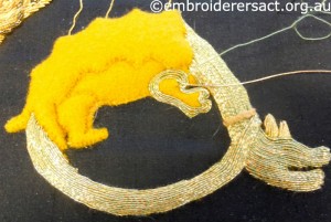 Dragon Detail from Goldwork in Progress by Pat Bootland