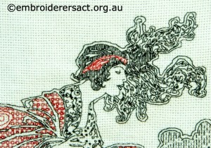 Detail 2 of Blackwork stitched by Susan Coates