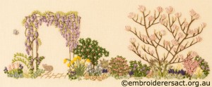 Detail 1 of Floral Garden stitched by Sue Scorgie