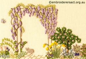 Detail 2 of Floral Garden stitched by Sue Scorgie