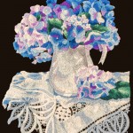 Wool embroidery of Hydrangeas