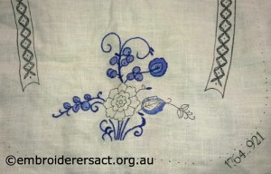 Vintage Embroidery in Progress stitched by Evelyn Foster
