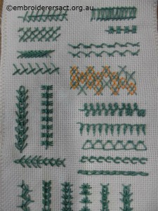 Stitch sampler by Judy Barton-Brown, detail1