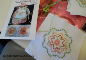Floral drawstring bag 1 by Rhonda Howlett