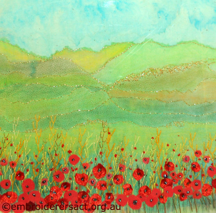 Poppy field stitched by Betty Matthews