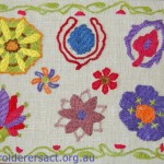 Suzani embroidery stitched by Christine Bailey in Alison Snepp class