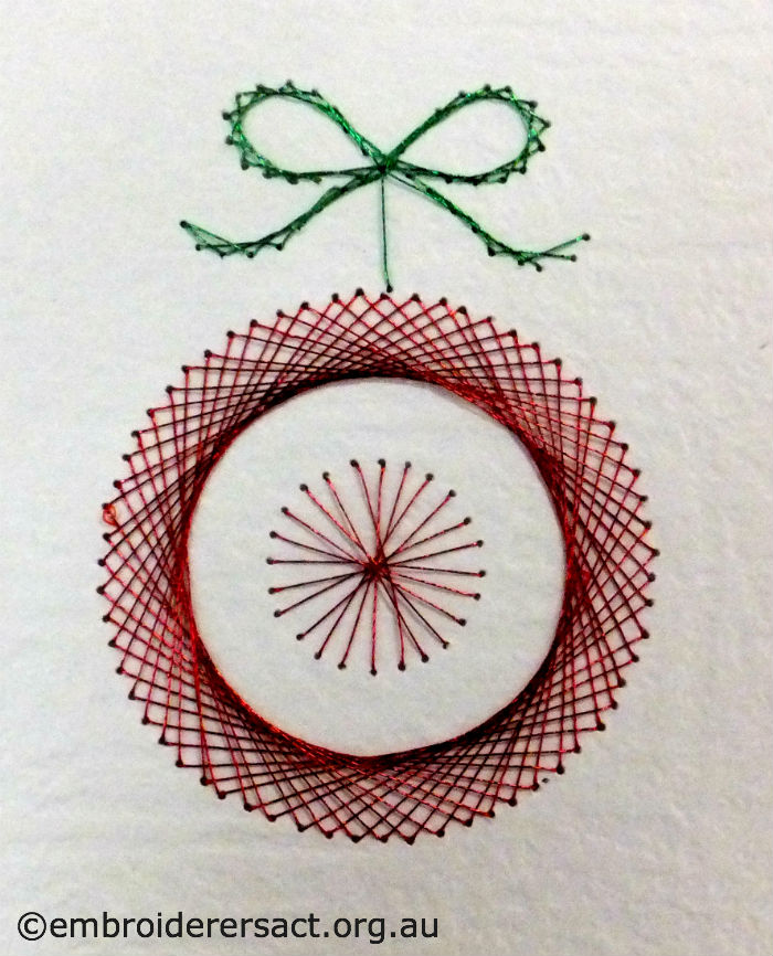 Christmas Decoration stitched on Paper