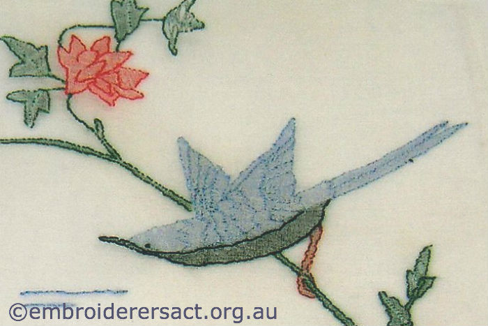 Bird detail from vintage embroidery in Guild Collection