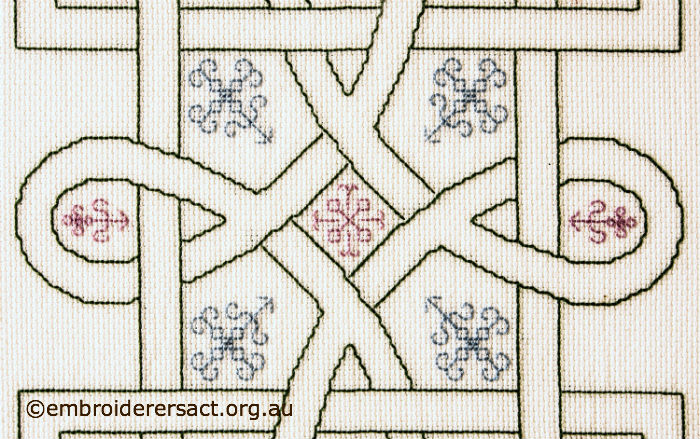 Detail of Celtic Knot stitched by Di Ballantyne