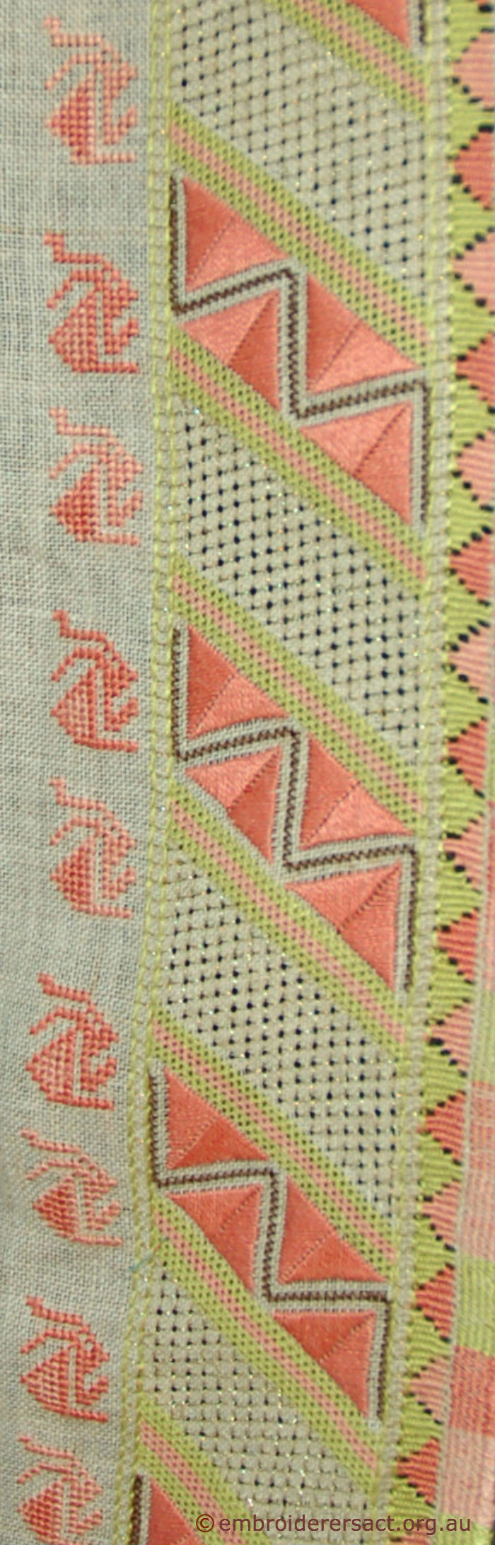 Detail of Thracian Embroidery stitched by Polly Templeton
