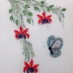 Fuchsias and Butterfly Brazilian Embroidery