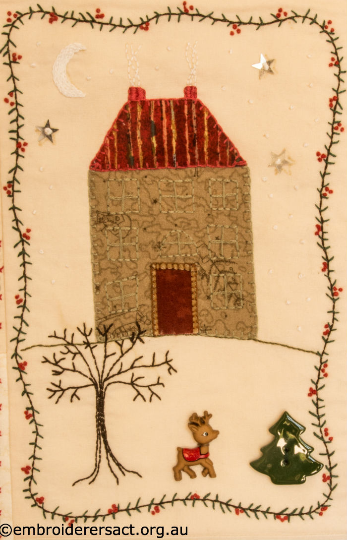 House detail of Xmas Wall Hanging