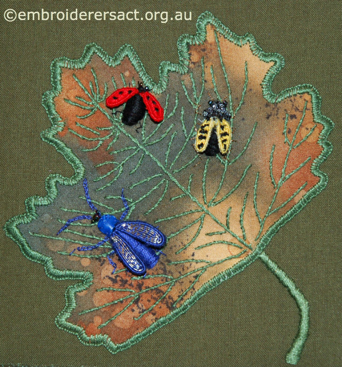 Ladybird & Beetles Stumpwork Box stitched by Meryl Fellows