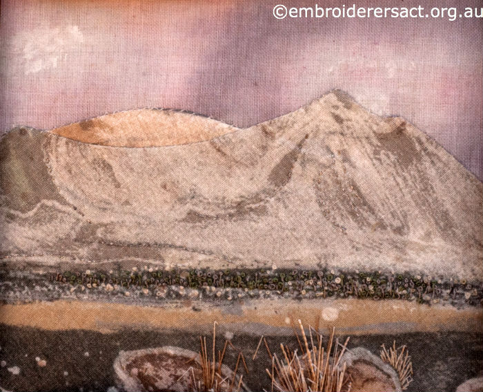 Close up of Contemporary stitched landscape