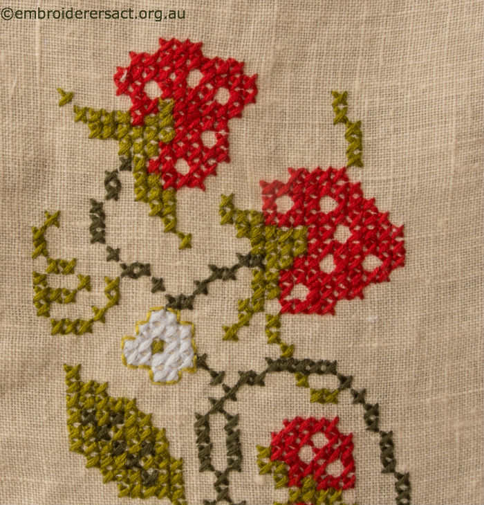 Detail 2 of Vintage Tablecloth with Strawberries