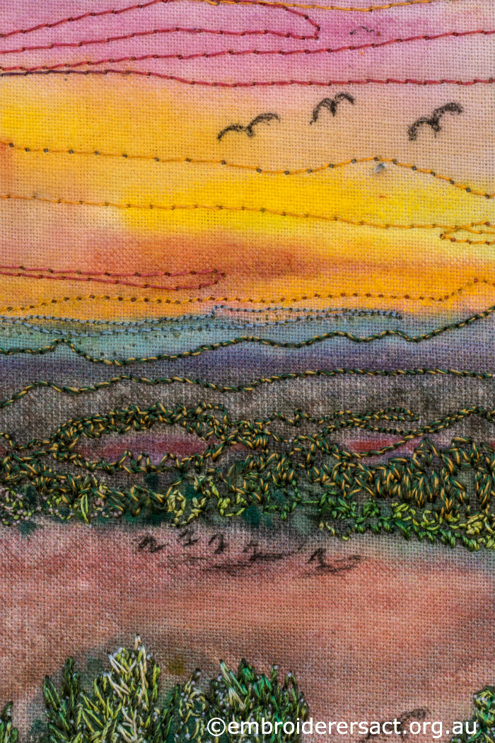 Stitched sunset scene