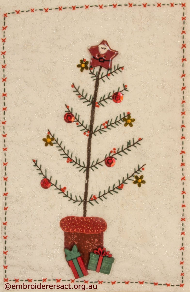 Detail of Christmas Tree stitchery