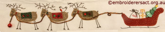 Detail of sleigh & reindeer applique