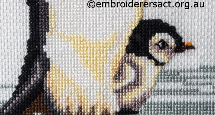 Detail of Penguin Chick in X-stitch