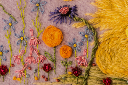 Flower Detail around embroidered Duckling