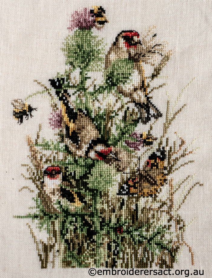 Cross Stitch of Goldfinches