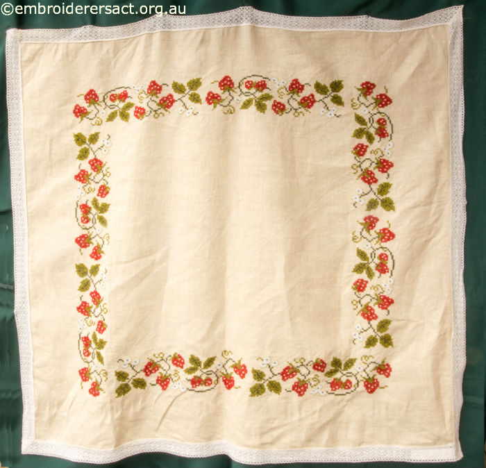 Vintage Tablecloth with Strawberries