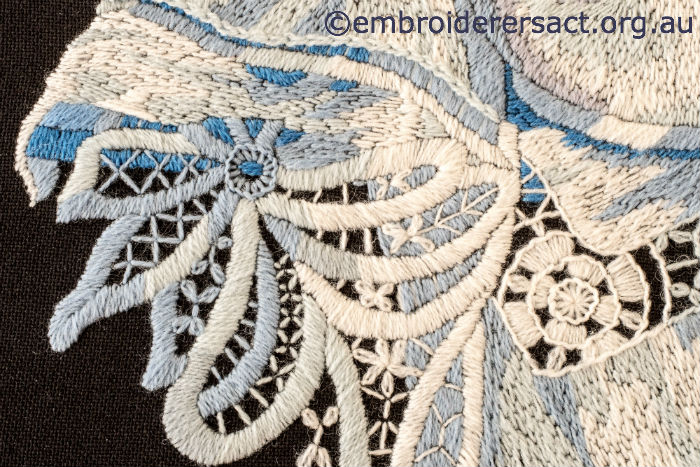 Wool embroidery of Hydrangeas